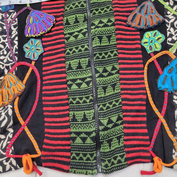 The Collection Royal knit Y2k boho bohemian hoodie colorful wearable art - Picture 5 of 7